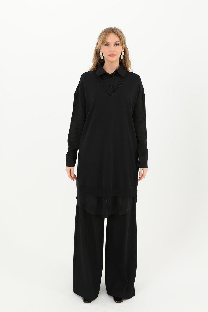 Shirt Detail Tunic Black