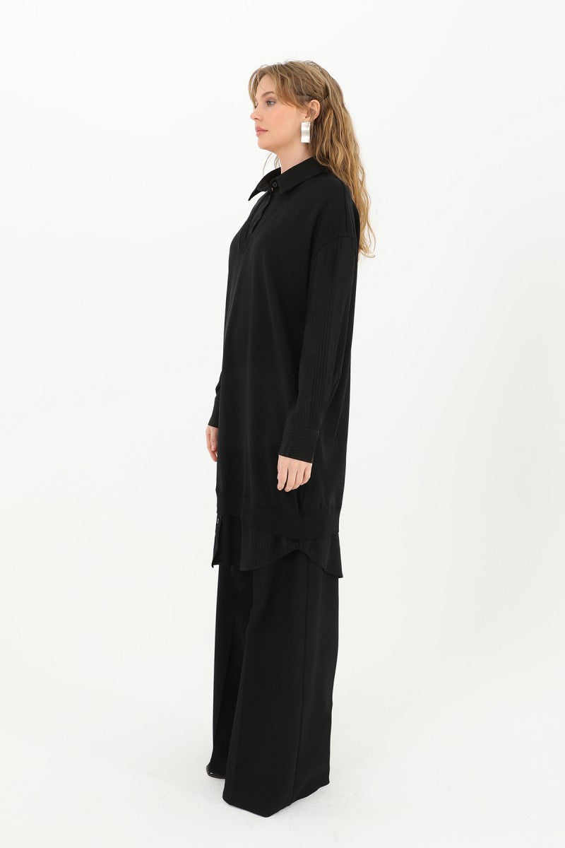Shirt Detail Tunic Black