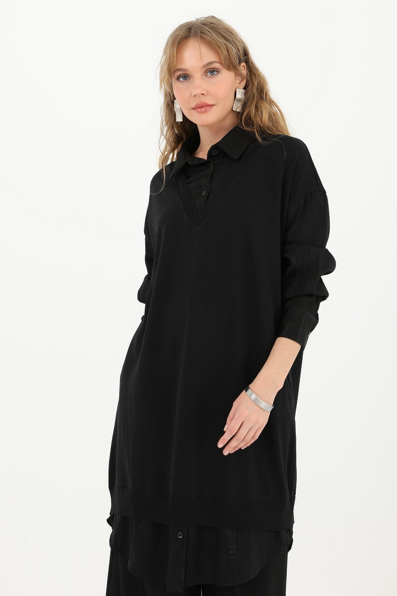 Shirt Detail Tunic Black