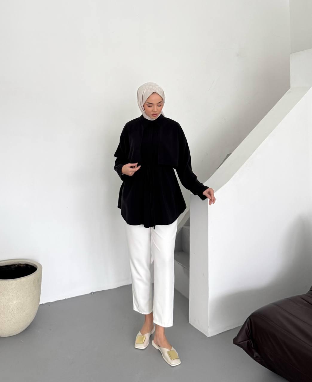 Modal Shirt With Cape Black