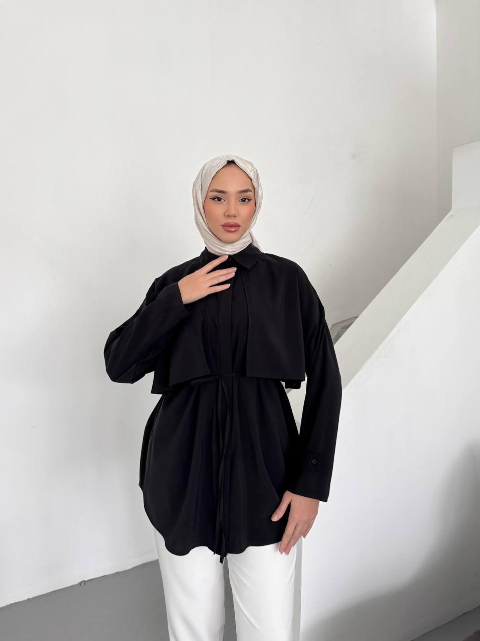 Modal Shirt With Cape Black