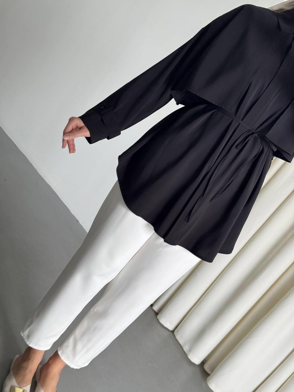 Modal Shirt With Cape Black