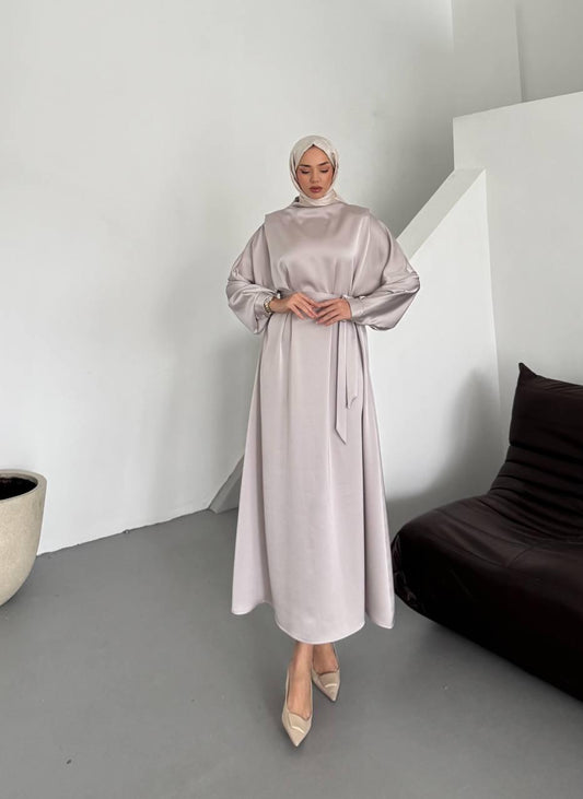 Elegant Satin Dress Beige