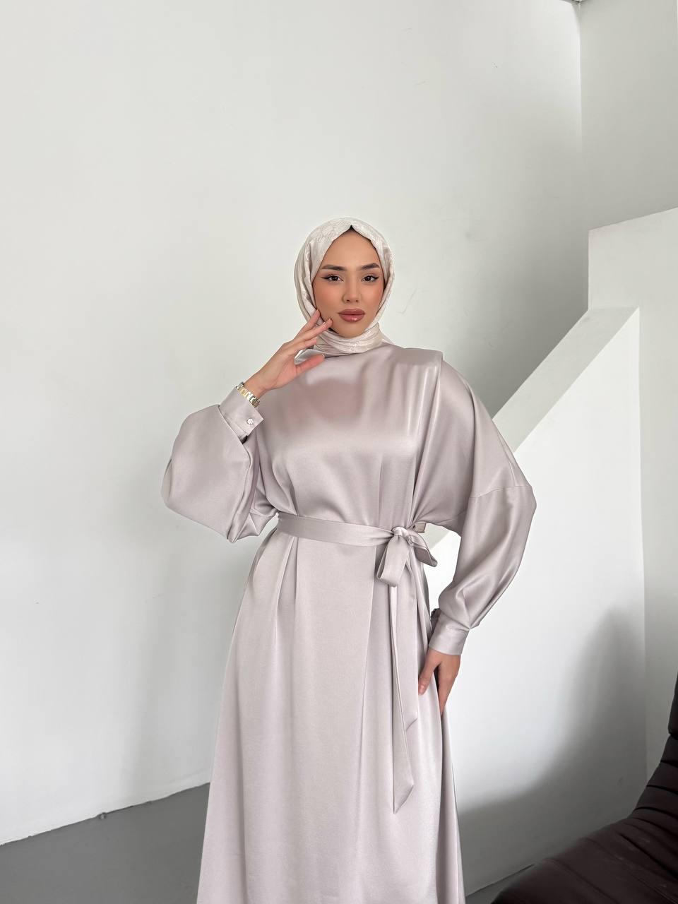 Elegant Satin Dress Beige