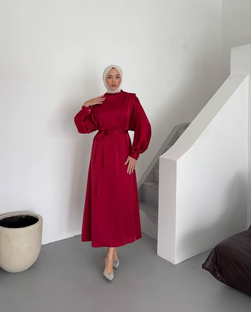Elegance Satin Dress Red