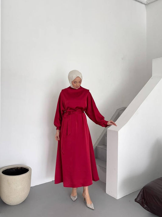 Elegance Satin Dress Red