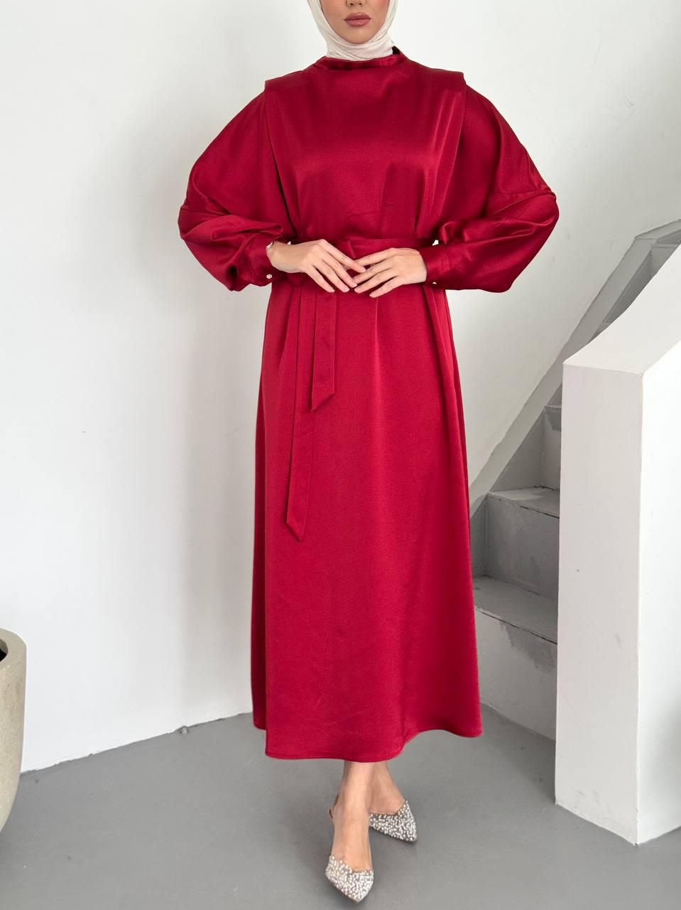 Elegance Satin Dress Red