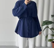 Modal Shirt With Cape Navy Blue