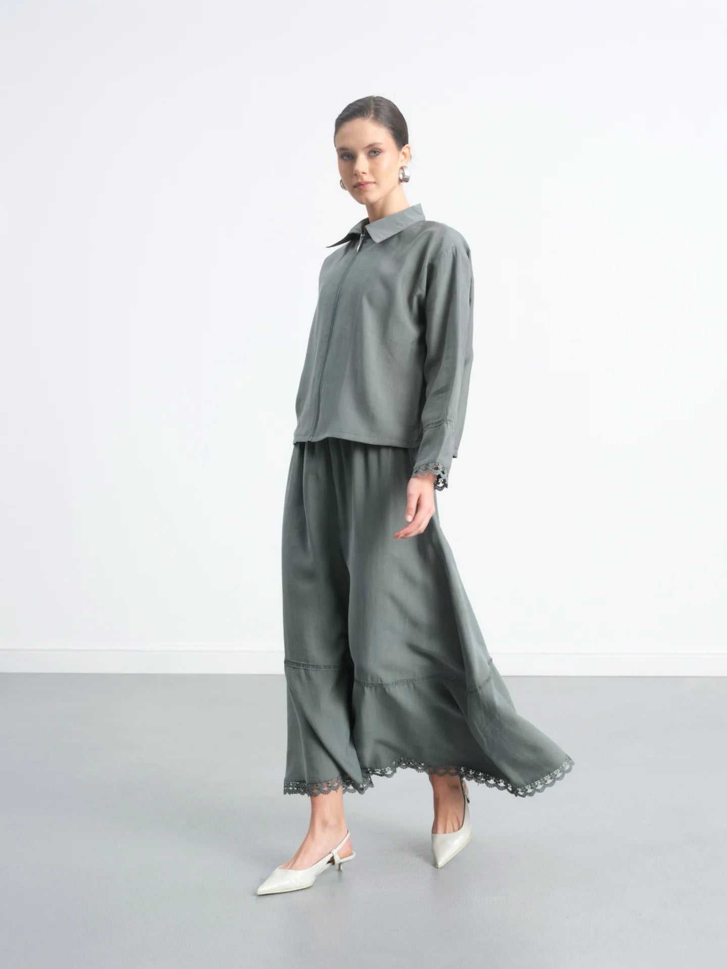 Ruffled Skirt Suit