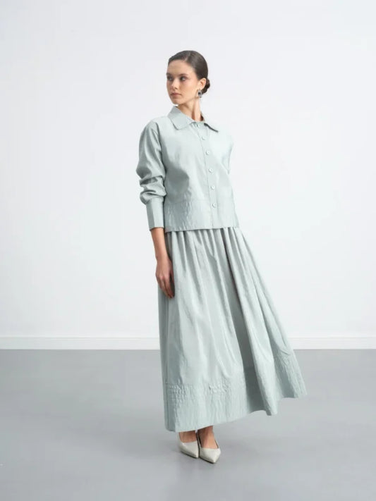 Buttoned Skirt Suit Mint