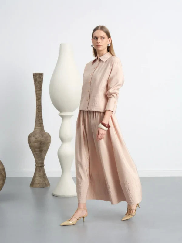 Buttoned Skirt Suit