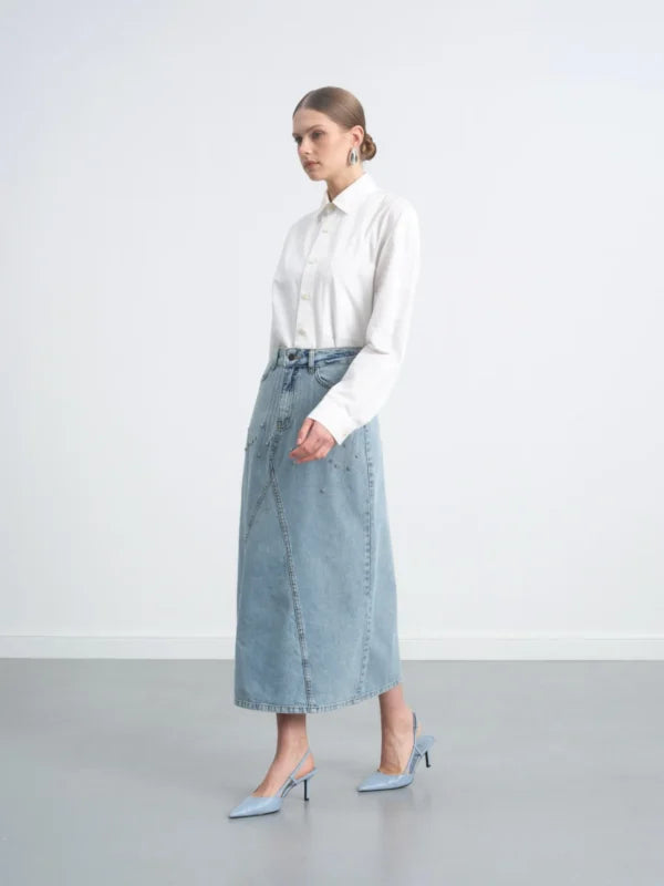 Stone Denim Skirt