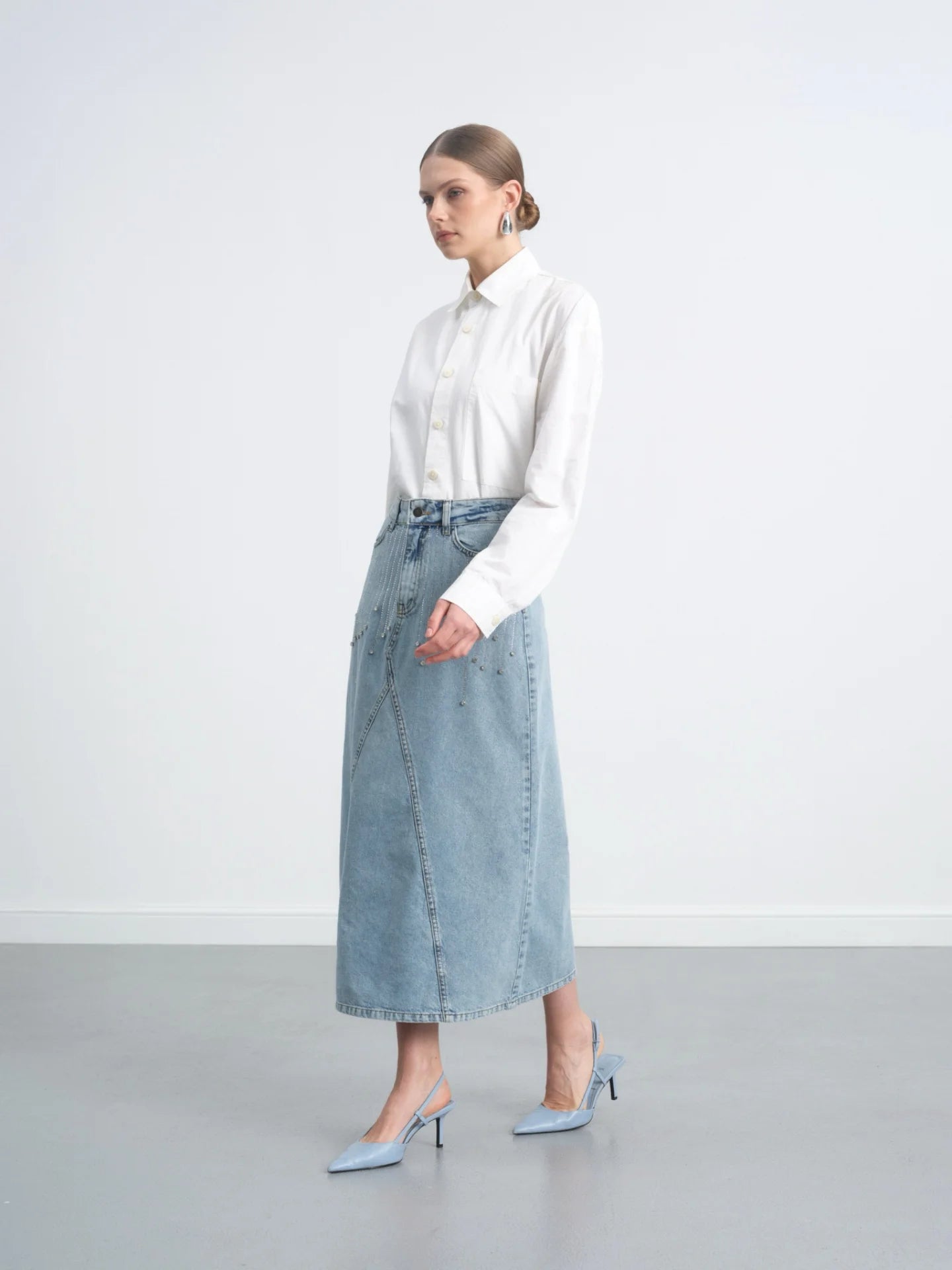 Stone Denim Skirt