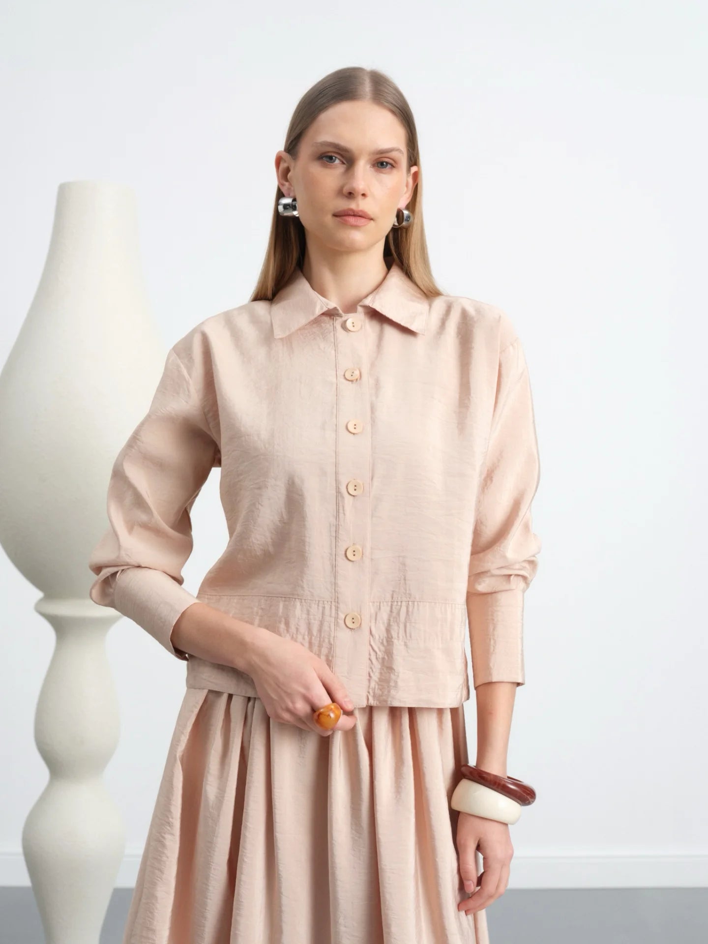 Buttoned Skirt Suit