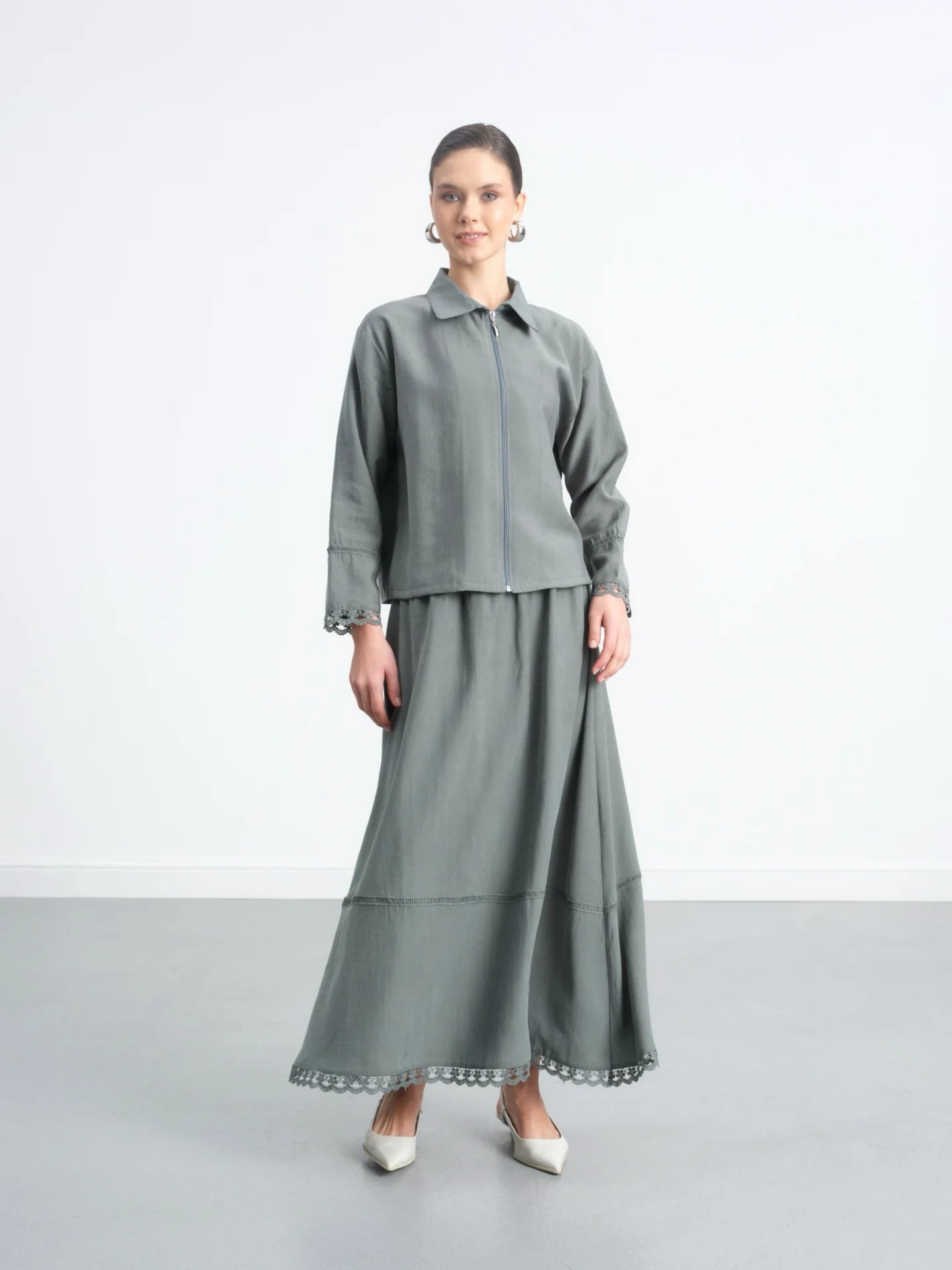 Ruffled Skirt Suit