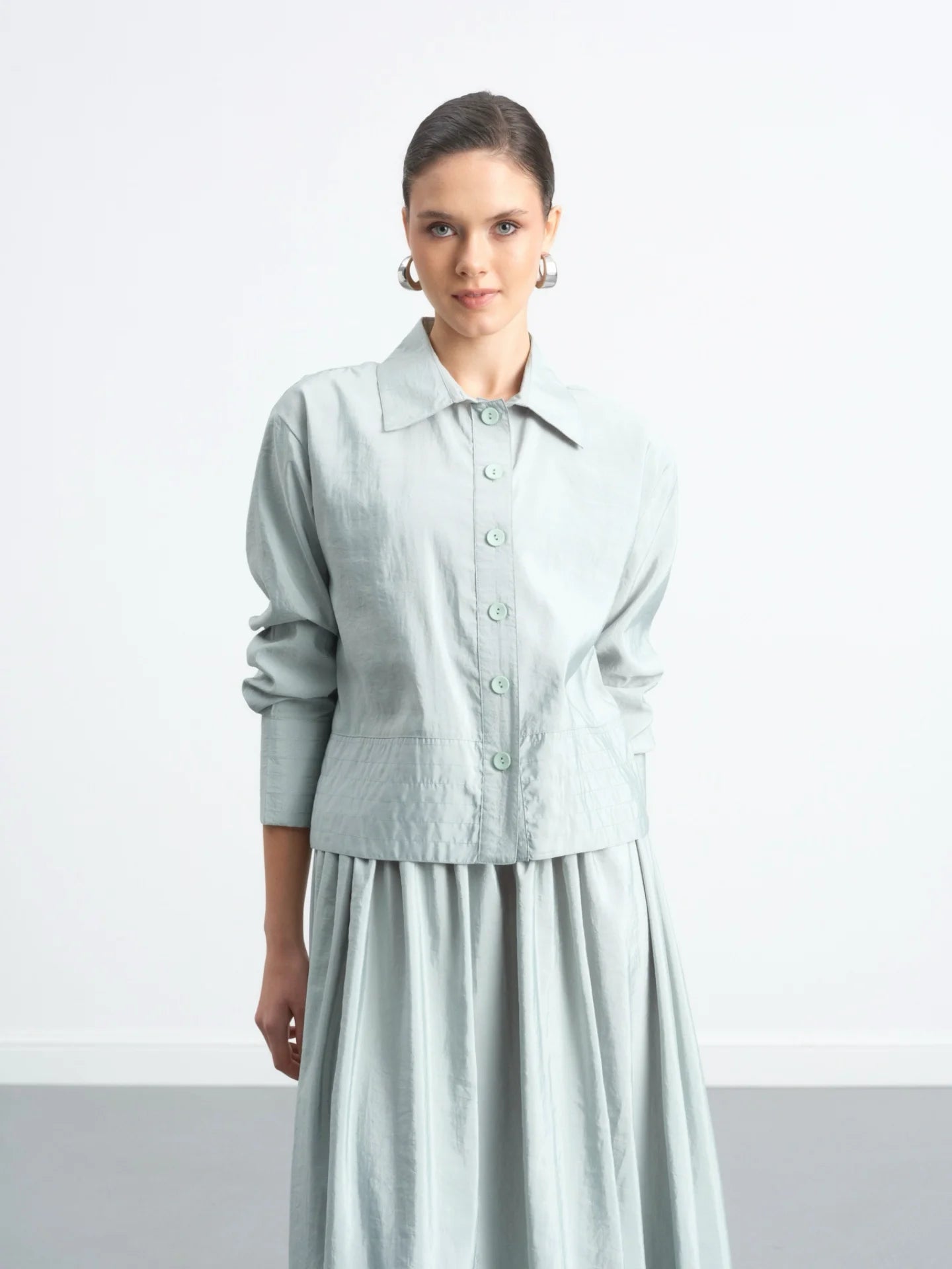 Buttoned Skirt Suit Mint