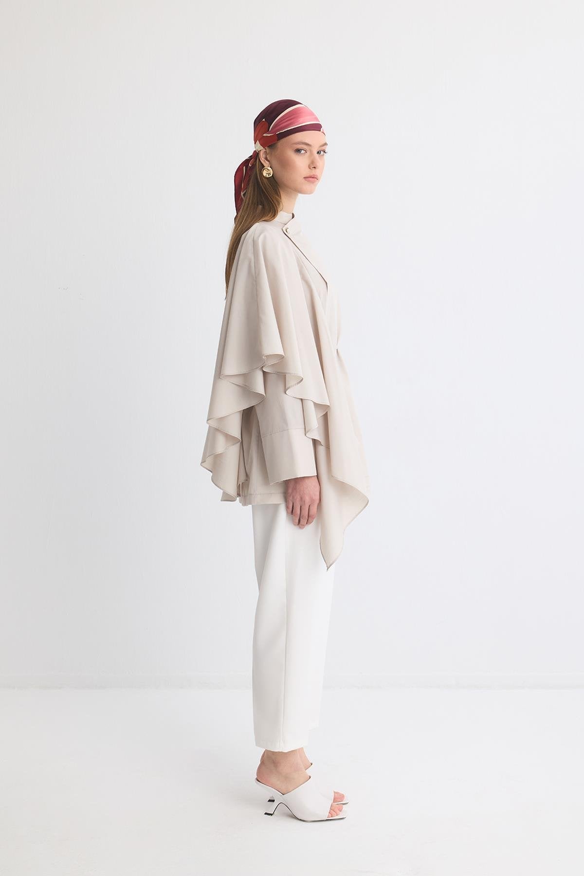 Yella Sleeve Flounced Double Breasted Dacron Shirt