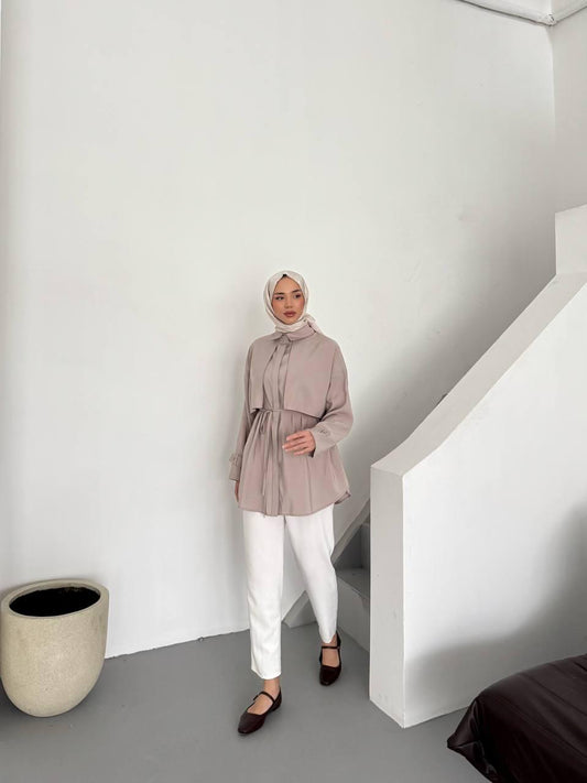 Modal Shirt With Cape Beige