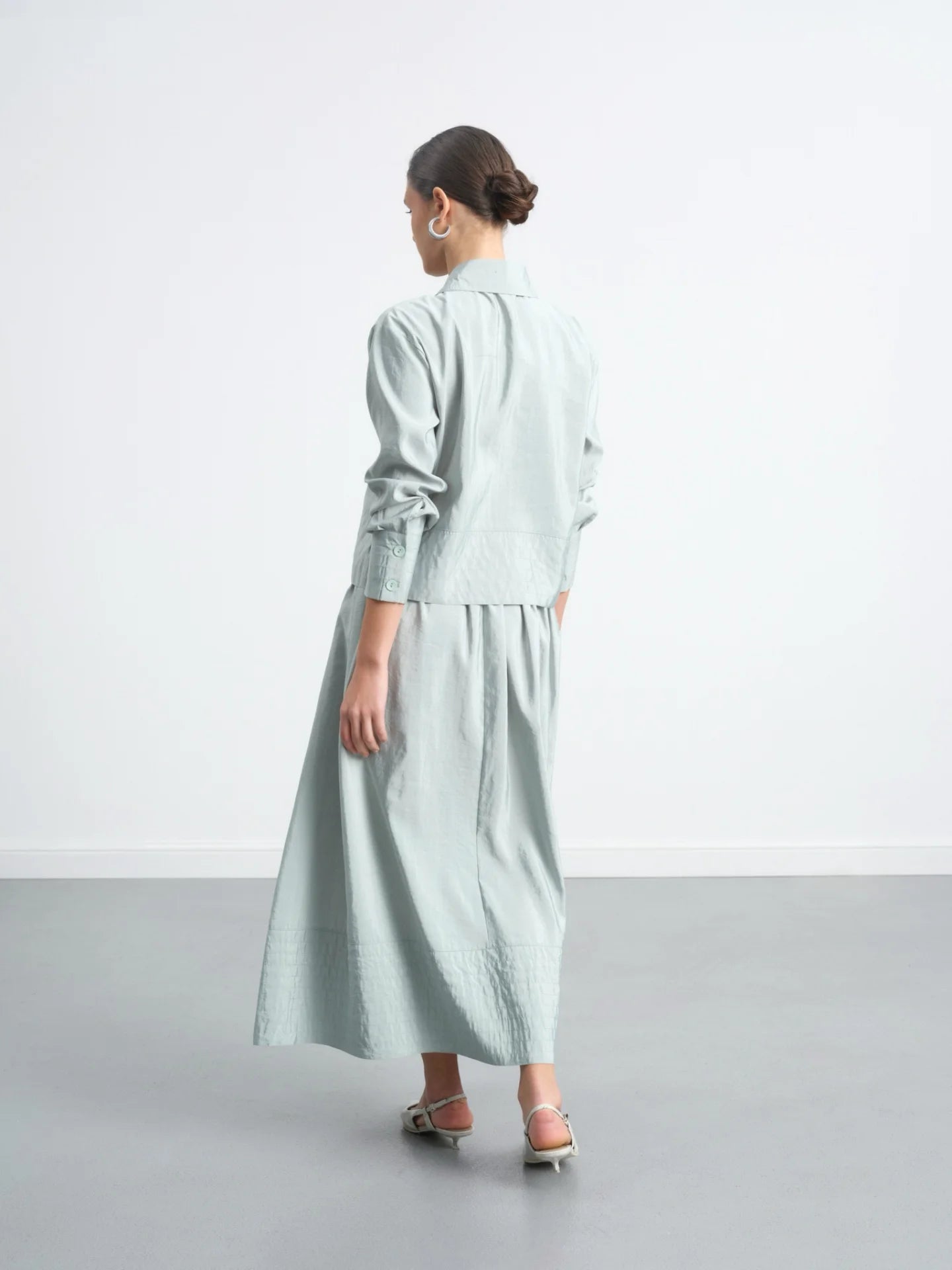 Buttoned Skirt Suit Mint