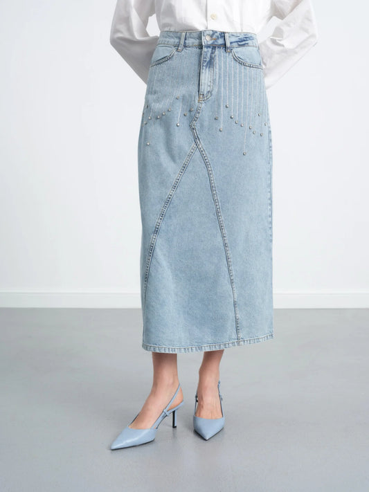 Stone Denim Skirt